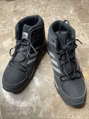 adidas Black High-Top Boots with White Stripes